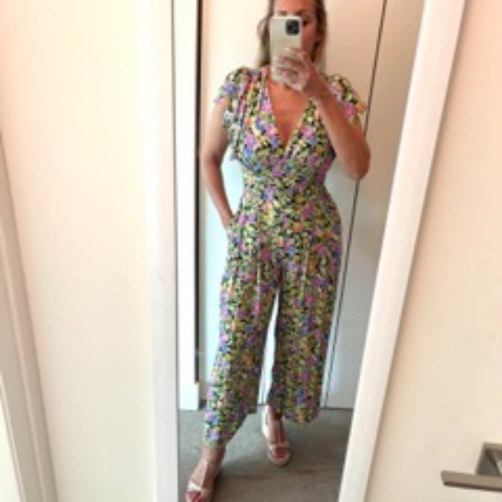 BEAUTIFUL SPRING ZARA FLORAL PRINT JUMPSUIT SIZE S